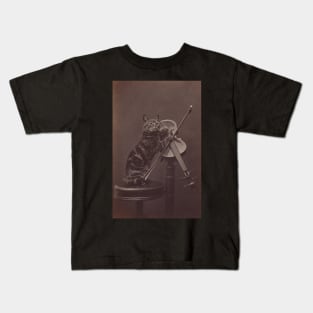 Cat on a Stool Playing a Violin Kids T-Shirt